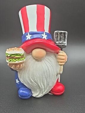 Patriotic Gnome BBQ Statue - Red, White & Blue